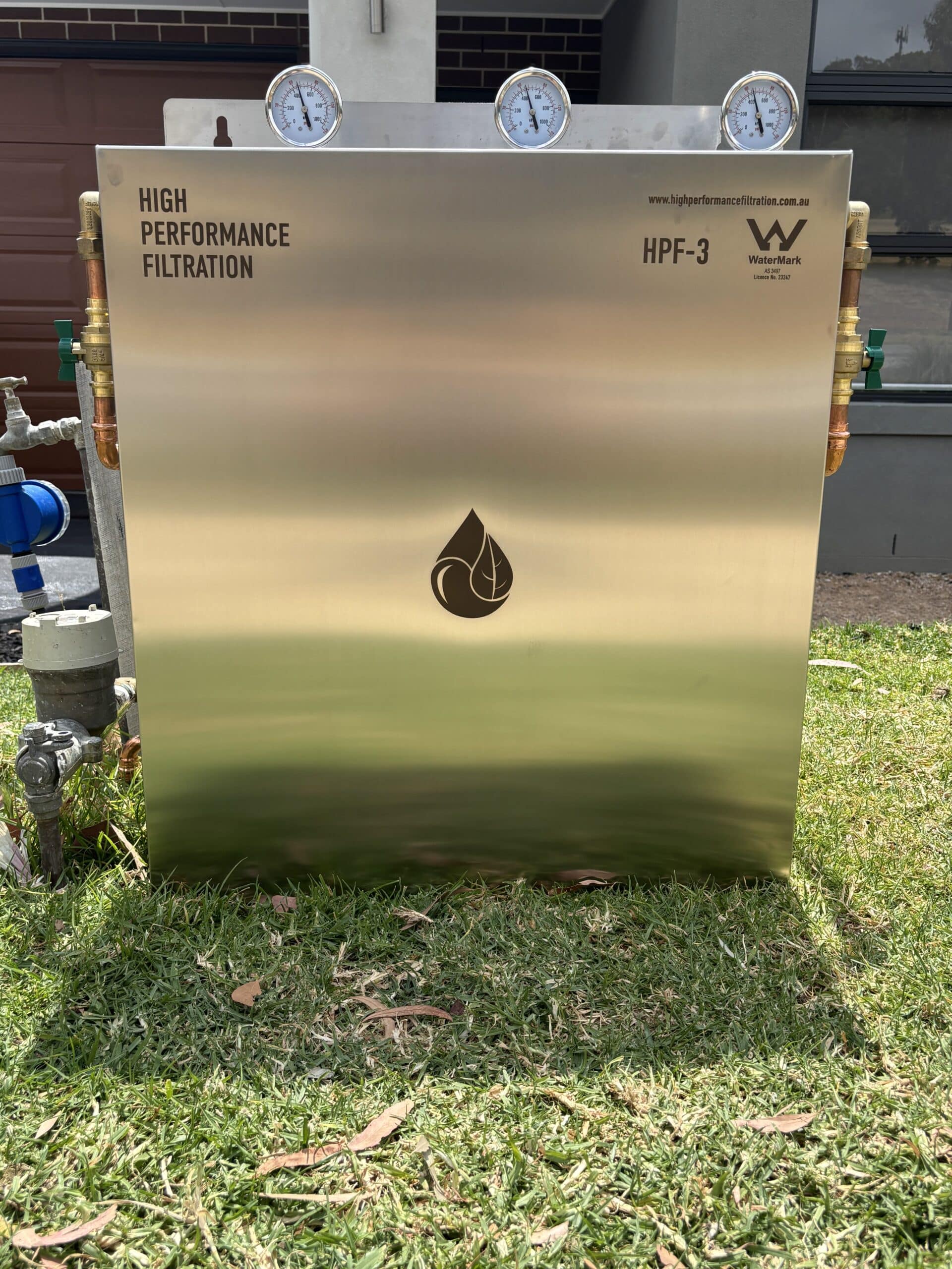 Whole House Filtration unit installed exterior, Melbourne home